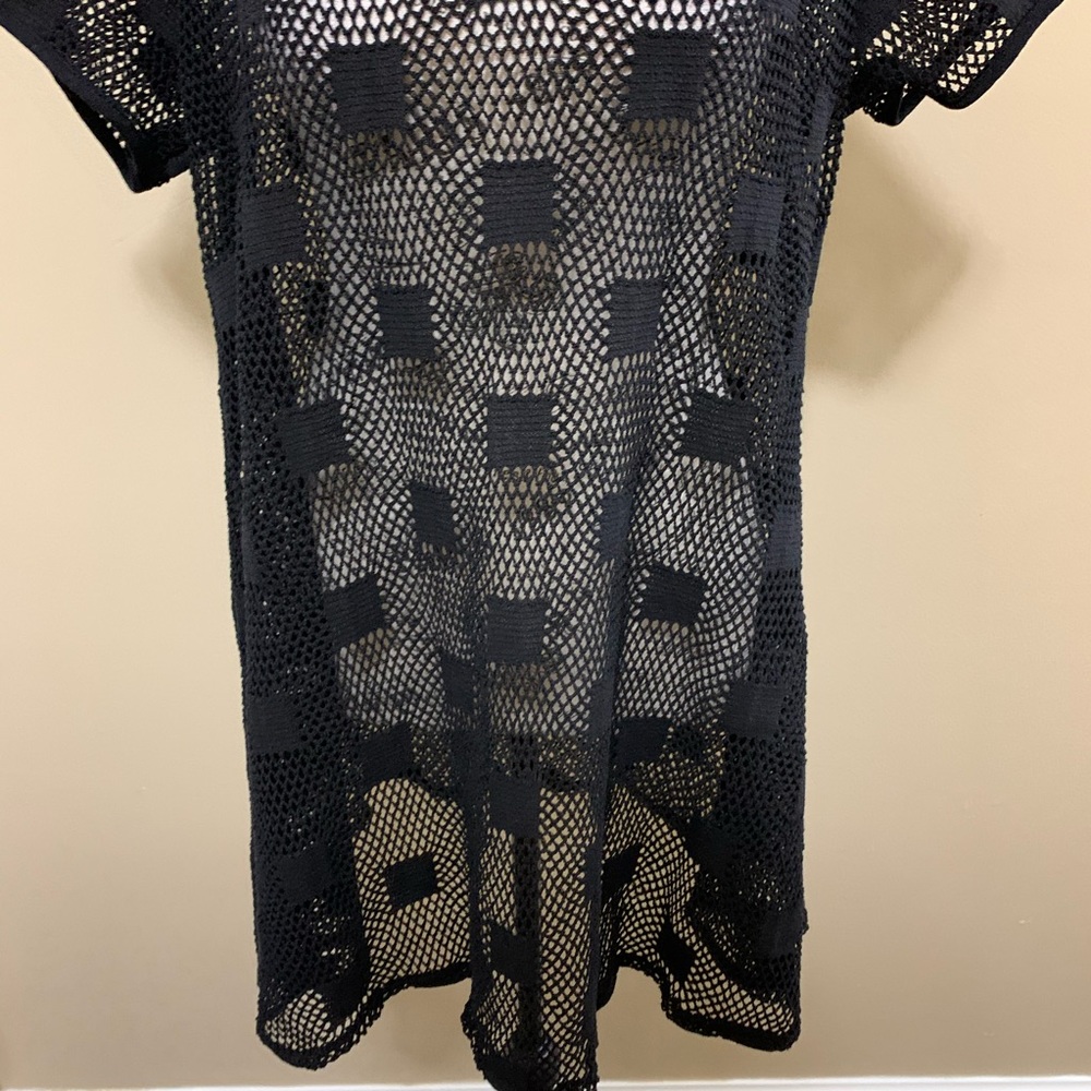 Dotti Black Crochet Short Sleeve Swim Cover Up Size Small - Picture 3 of 9